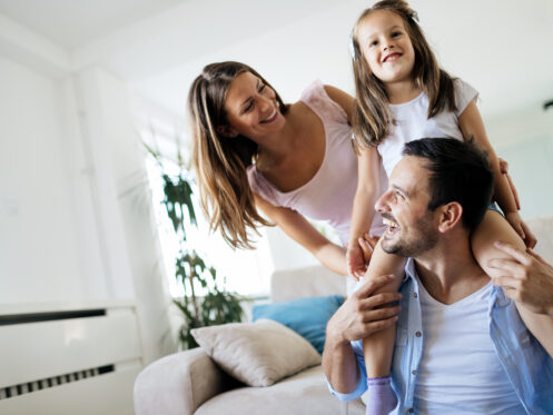 A young family enjoying themselves in their Lake Geneva home