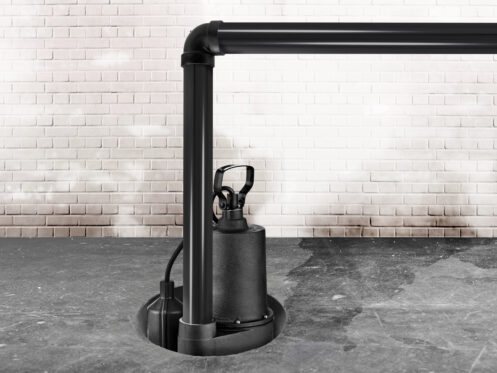 Sump pump in the basement of a Lake Geneva home